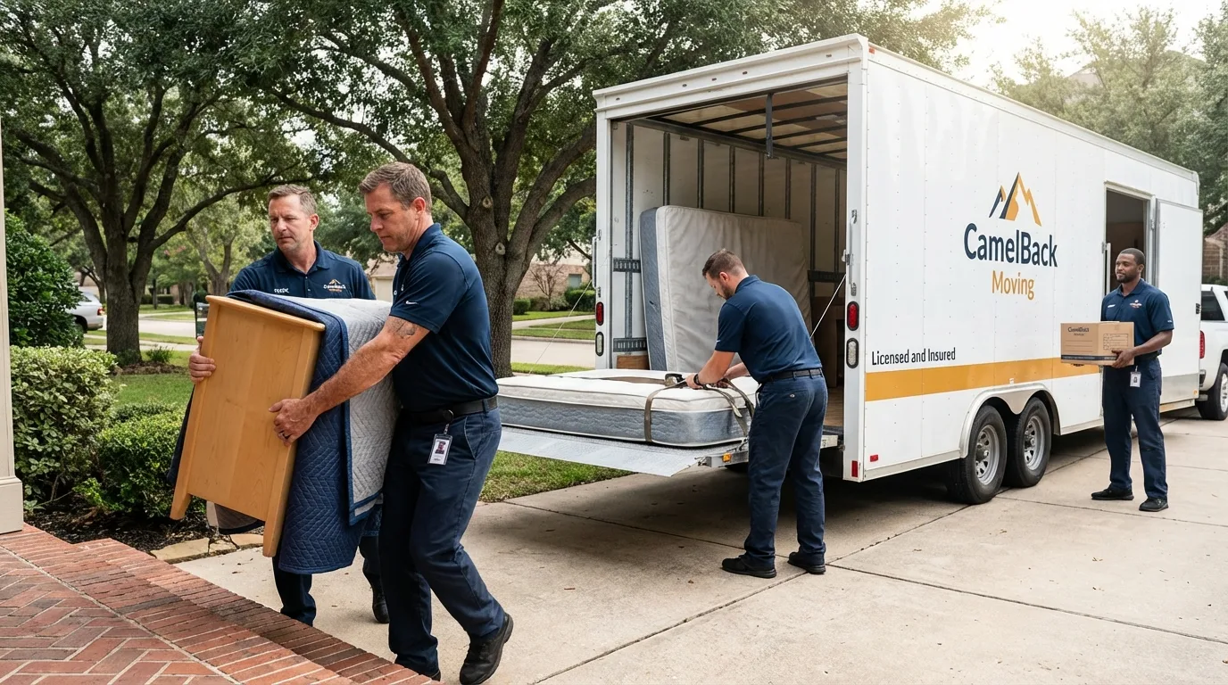 Crew loading residential truck for cross-state move from Kenilworth, IL