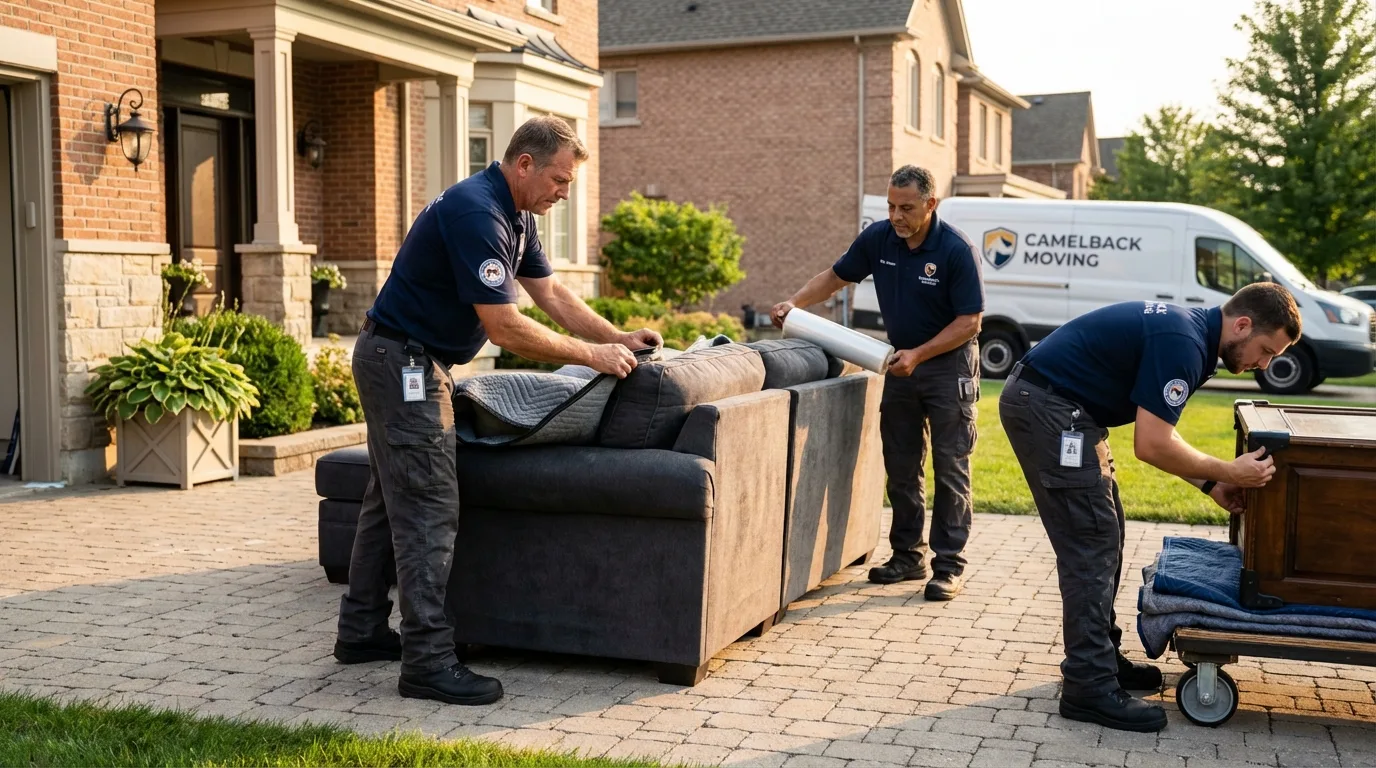 Large estate moving crew wrapping furniture in Kenilworth, IL